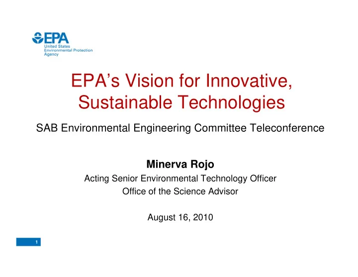 epa s vision for innovative sustainable technologies