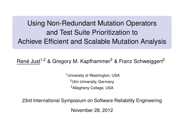 using non redundant mutation operators and test suite