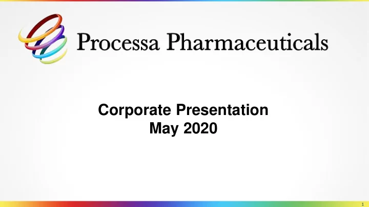 corporate presentation may 2020