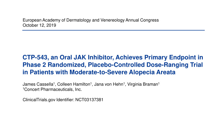 ctp 543 an oral jak inhibitor achieves primary endpoint
