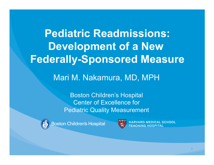pediatric readmissions development of a new federally
