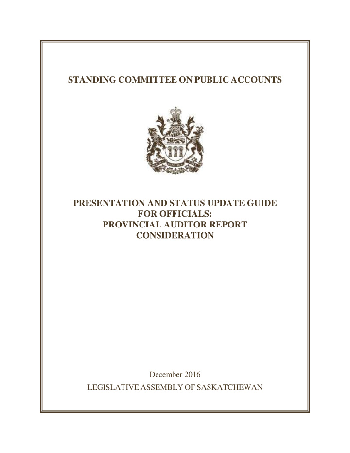 standing committee on public accounts presentation and