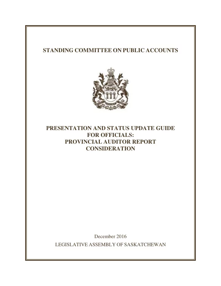 standing committee on public accounts presentation and