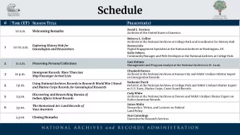 Schedule  2019 Virtual  Genealogy Fair  # T IME (ET) S ESSION T ITLE P RESENTER ( S )  David S.