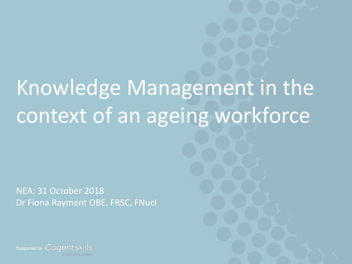 context of an ageing workforce