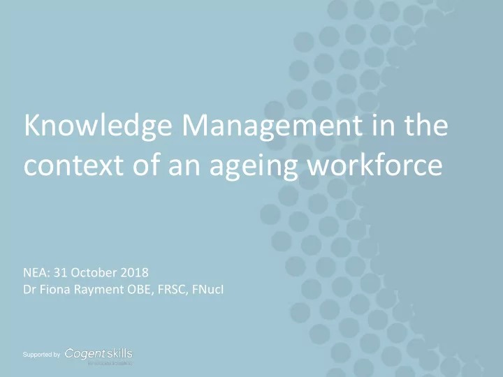 context of an ageing workforce