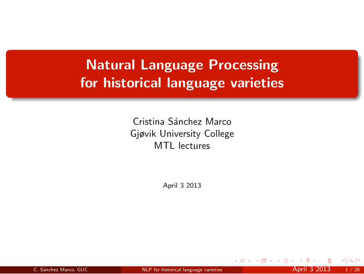 natural language processing for historical language