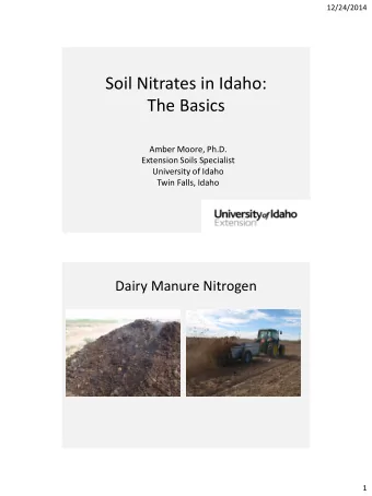 Soil Nitrates in Idaho:  The Basics  Amber Moore, Ph.D.  Extension Soils Specialist  University of