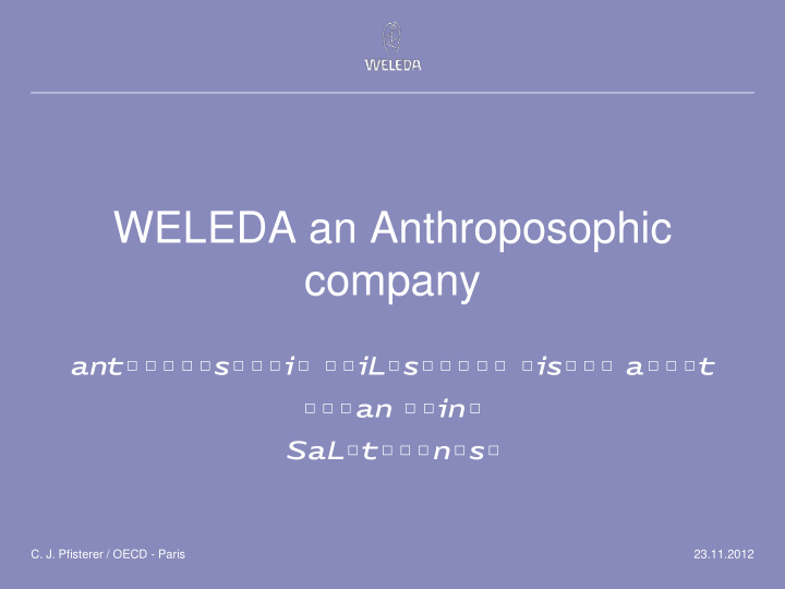 weleda an anthroposophic company