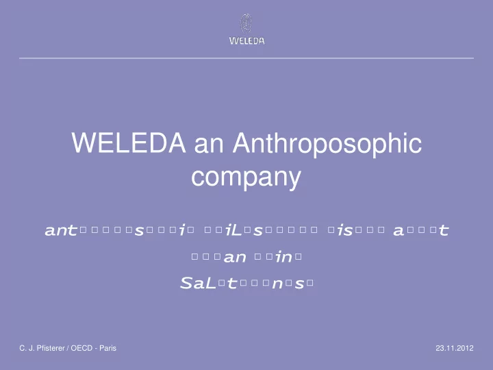 weleda an anthroposophic company