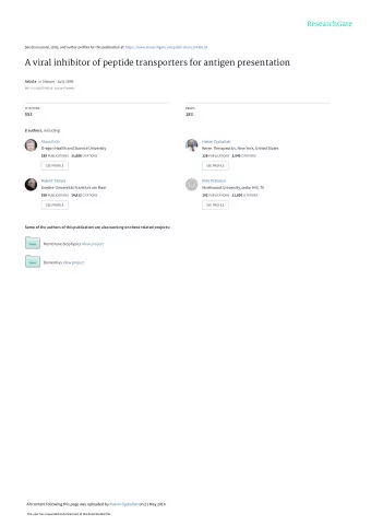 A viral inhibitor of peptide transporters for antigen presentation Article in Nature  July 1995