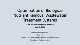 Nutrient Removal Wastewater  Treatment Systems  ACWA Nutrients Permitting Workshop  June 5, 2018