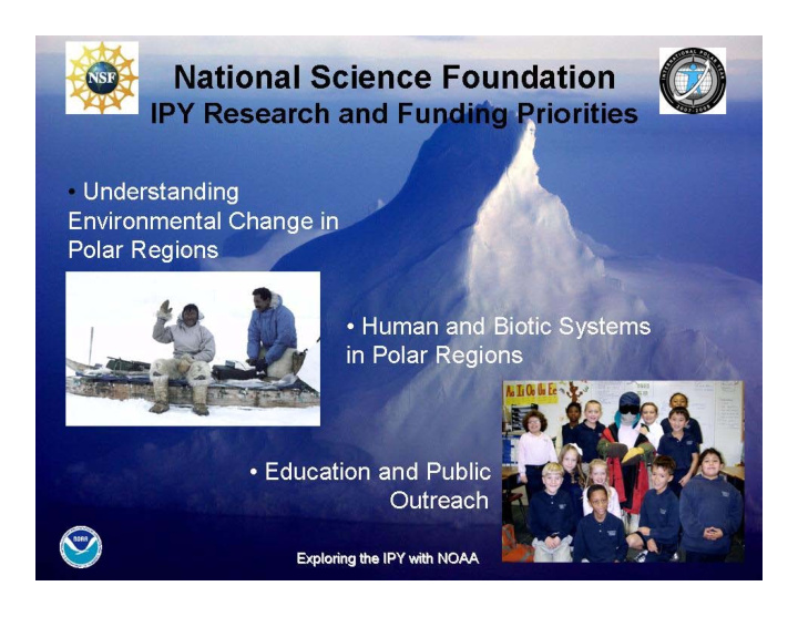 exploring the ipy with noaa exploring the ipy with noaa