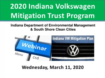 Mitigation Trust Program  Indiana Department of Environmental Management  &amp; South Shore Clean