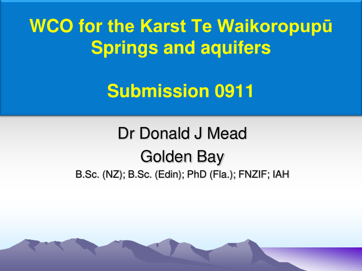 wco for the karst te waikoropup