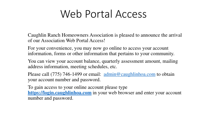 web portal access