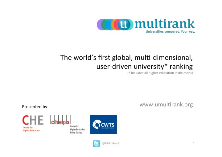 user driven university ranking