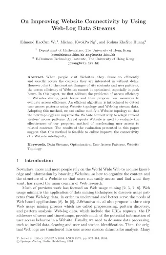 On Improving Website Connectivity by Using  Web-Log Data Streams Edmond HaoCun Wu 1 , Michael