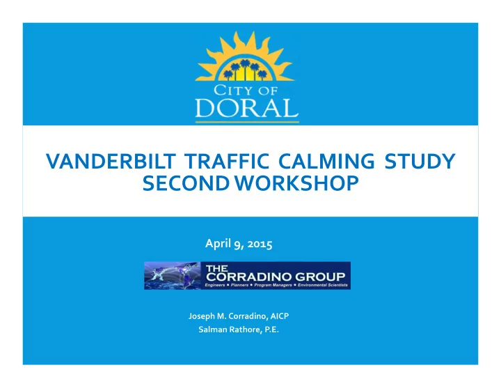 vanderbilt traffic calming study second workshop
