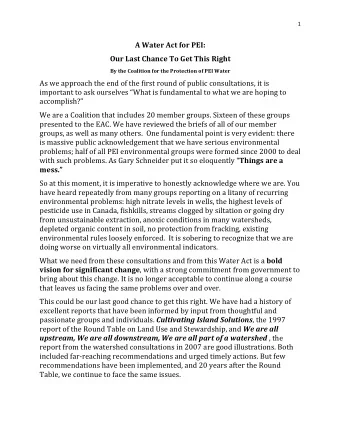 A  Water  Act  for  PEI:    Our  Last  Chance  To  Get  This