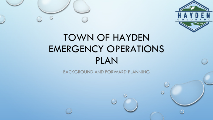 town of hayden emergency operations plan
