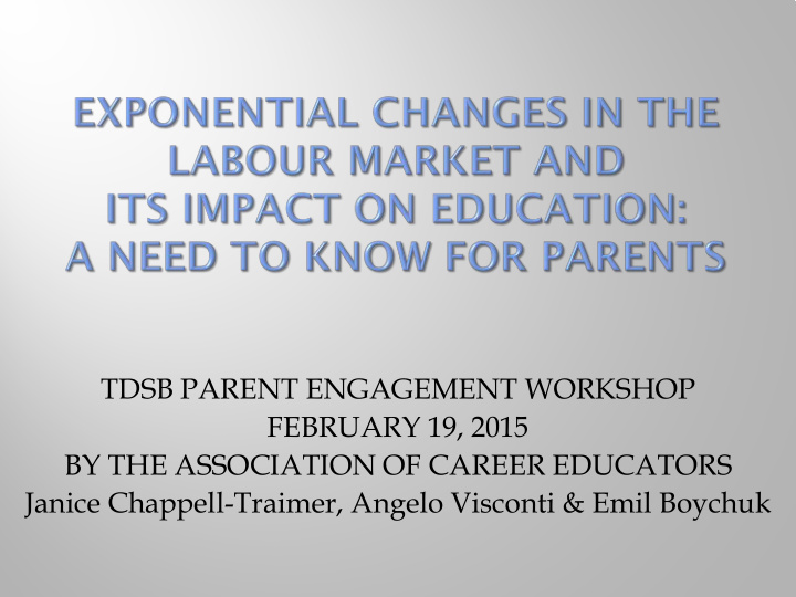 tdsb parent engagement workshop february 19 2015 by the
