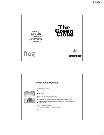 Finding  solutions to  community  environmental