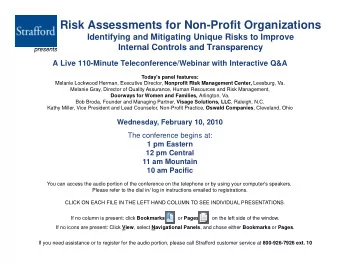 Risk Assessments for Non-Profit Organizations  Identifying and Mitigating Unique Risks to Improve
