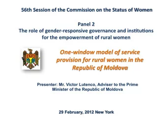 One-window  model  of  service    provision  for  rural  women  in