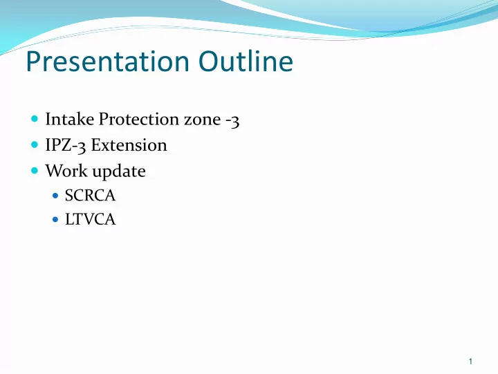 presentation outline