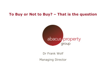 abacus property group  Dr Frank Wolf  Managing Director Past Performance to 30 Sept 2010 Total