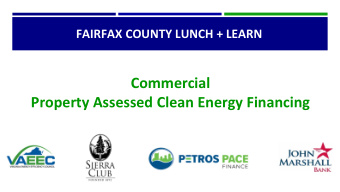 Commercial  Property Assessed Clean Energy Financing  AGENDA 12:00 |  Lunch and Networking