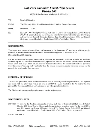 Oak Park and River Forest High School  District 200 201 North Scoville Avenue  Oak Park, IL