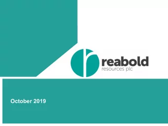 October 2019  Disclaimer  These Presentation Materials do not constitute or form part of any