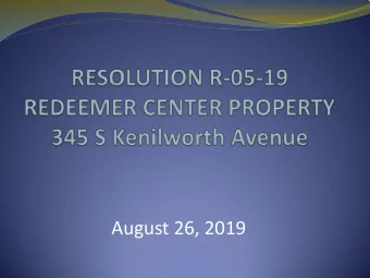 August 26, 2019  Background  Multiple discussions over 8 years  Staff recently approached in