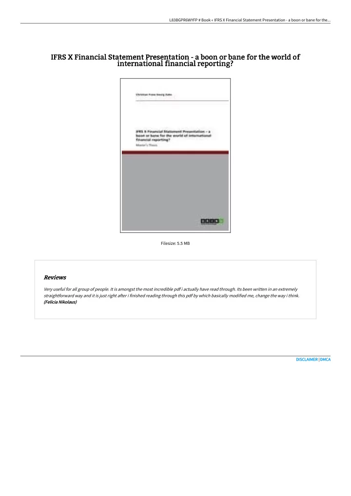 ifrs x financial statement presentation a boon or bane