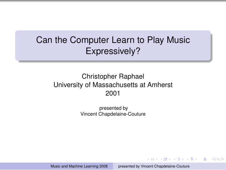 can the computer learn to play music expressively