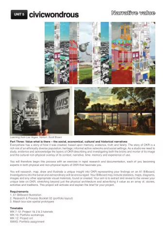 Narrative value  Learning from Las Vegas. Venturi, Scott Brown  Part Three: Value what is there