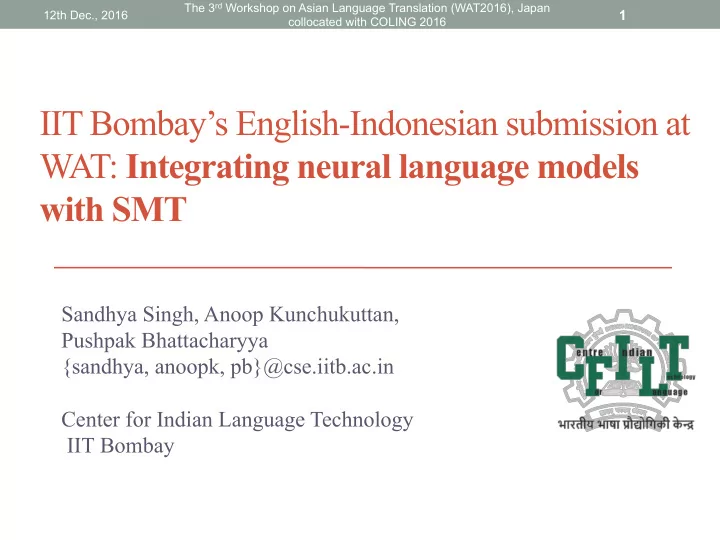 iit bombay s english indonesian submission at wat