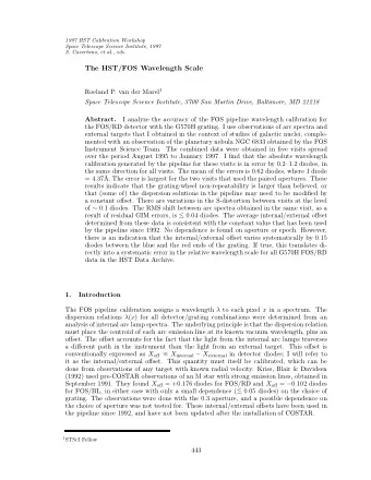 The HST/FOS Wavelength Scale Roeland P. van der Marel 1  Space Telescope Science Institute, 3700