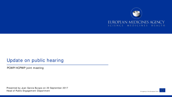 update on public hearing