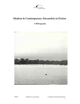 Modern &amp; Contemporary Alexandria in Fiction  A Bibliography 080206