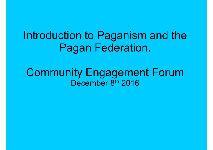introduction to paganism and the pagan federation