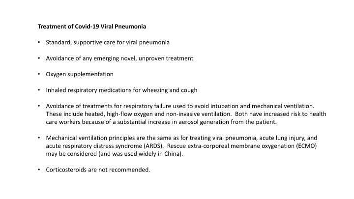 treatment of covid 19 viral pneumonia standard supportive