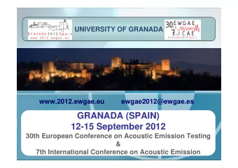 GRANADA (SPAIN)  12-15 September 2012  30th European Conference on Acoustic Emission Testing  &amp;
