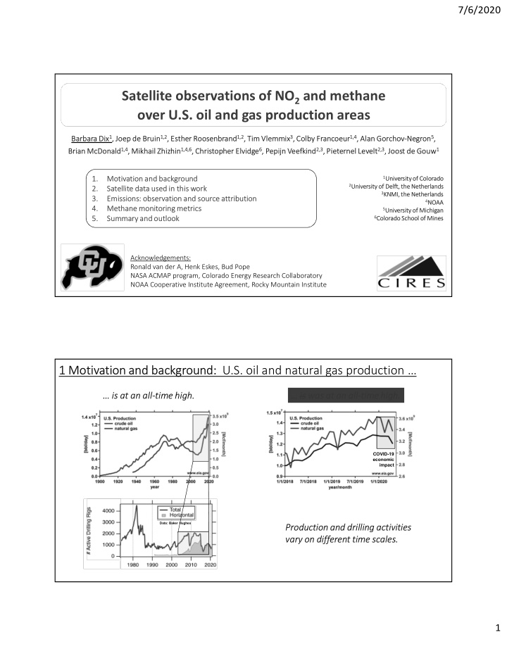 satellite observations of no 2 and methane over u s oil