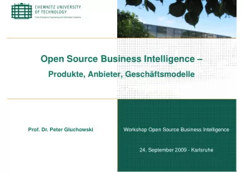 Open Source Business Intelligence  Open Source Business Intelligence   Produkte, Anbieter,
