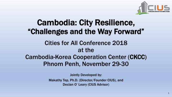 ca cambodi mbodia cit city resilie silience