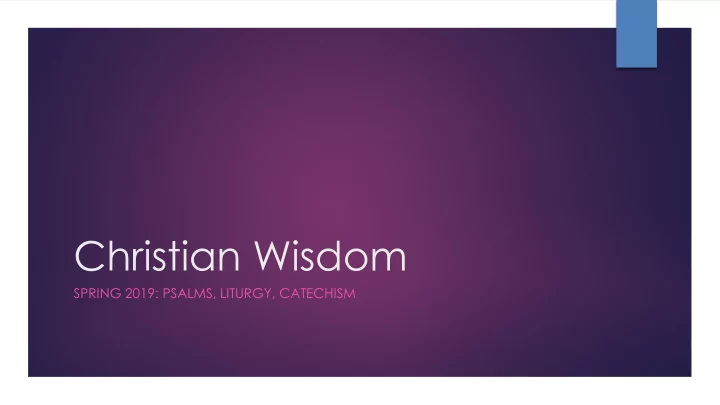 christian wisdom