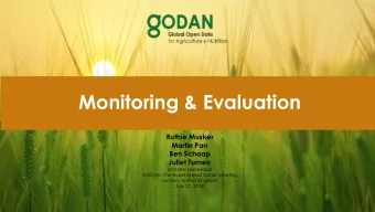 Monitoring &amp; Evaluation  Ruthie Musker  Martin Parr  Ben Schaap  Juliet Tumeo  GODAN